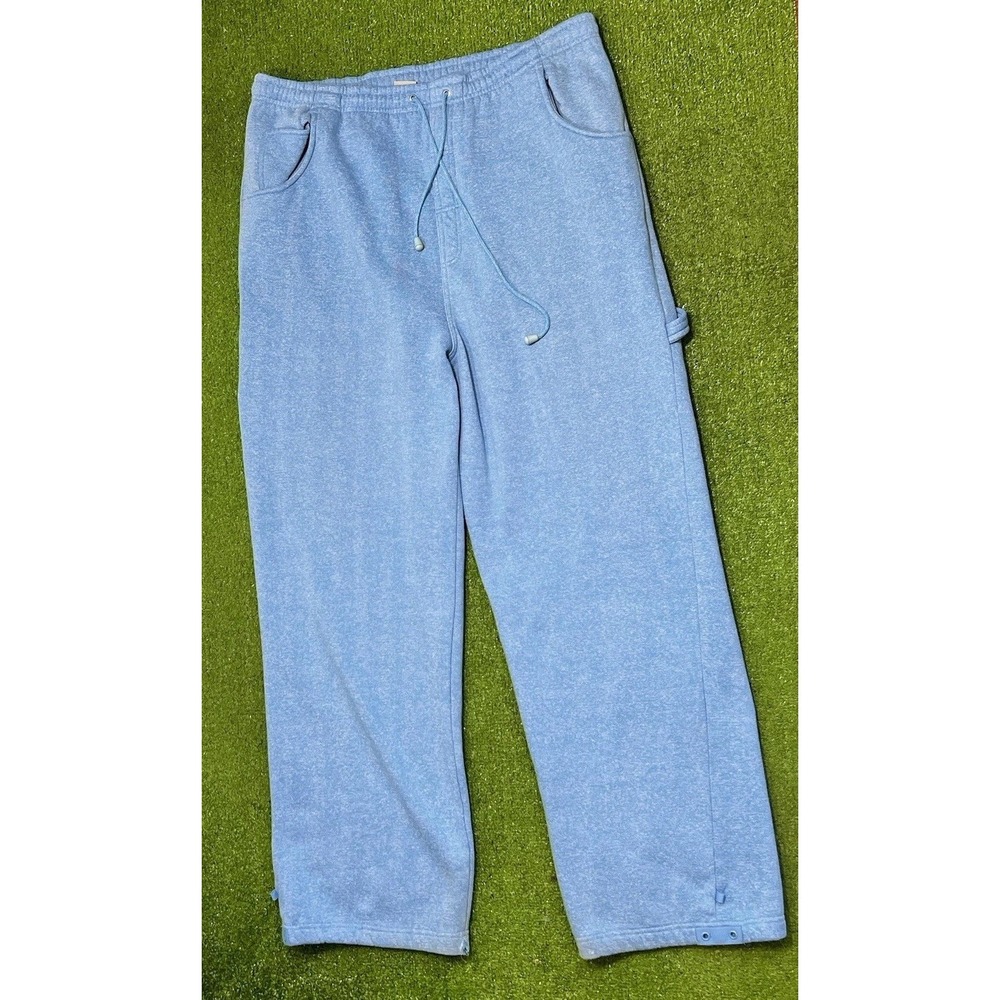 Vintage Y2K Wide Leg Sweat Pants 2XL Carpenter Blue Baggy Fit Made In Russia
